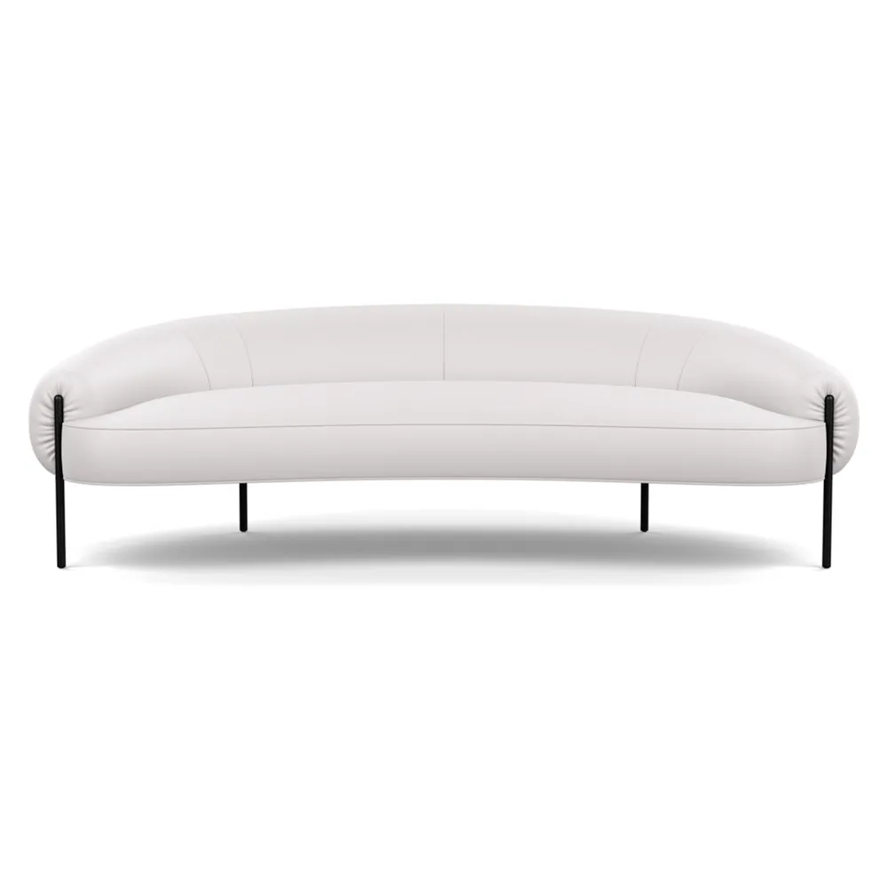 Heal's Isola 3 Seater Sofa Leather Grain White 000 Black Feet 1
