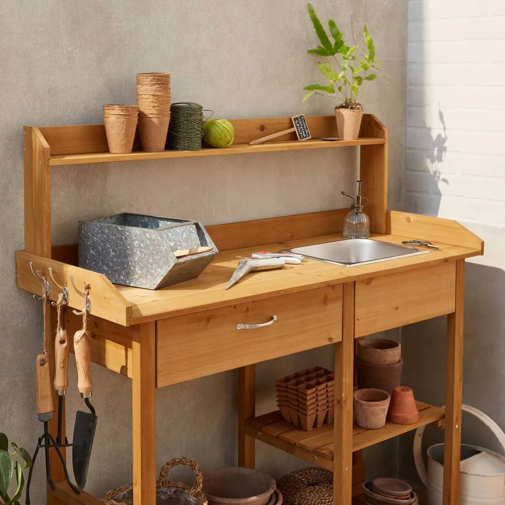 sweeek Wooden potting table in Brown 5