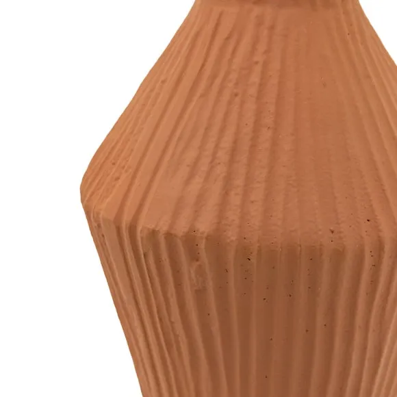 Crossland Grove Poissy Ribbed Cast Metal Vase Terracotta H305Mm, Brown 4