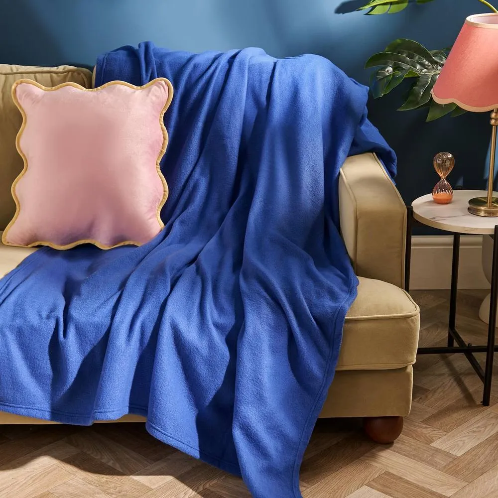 OHS Ultra Soft Polar Fleece Throw Lightweight Blanket Bedspread in Cobalt