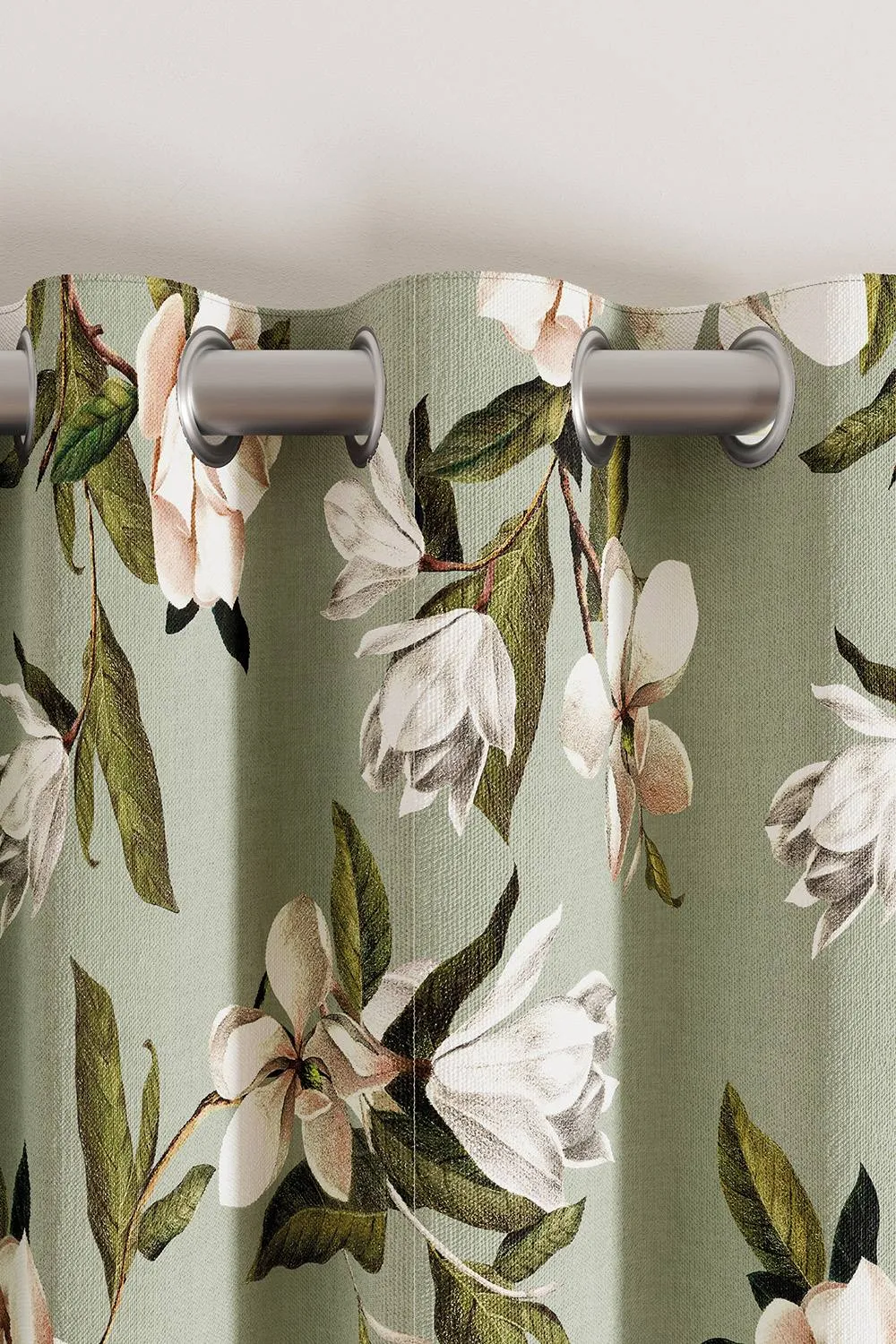 Ted Baker 'Opal Floral' Cotton Lined Curtains in Light Green 2