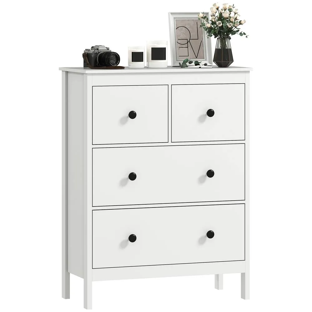 HOMCOM Modern Chest of Drawers, 4 Drawer Dresser for Bedroom, White 2