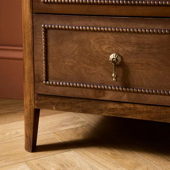 Ettie Beaded 2 Drawer Bedside Table, Mango Wood 5