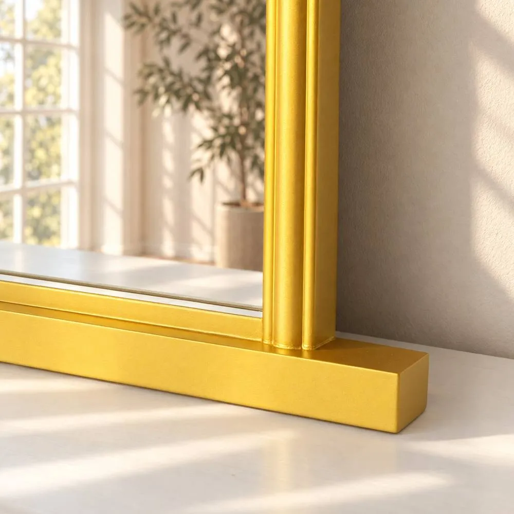 Melody Maison Large Metallic Gold Arched Overmantle Wall Mirror - 88cm X 99cm 5