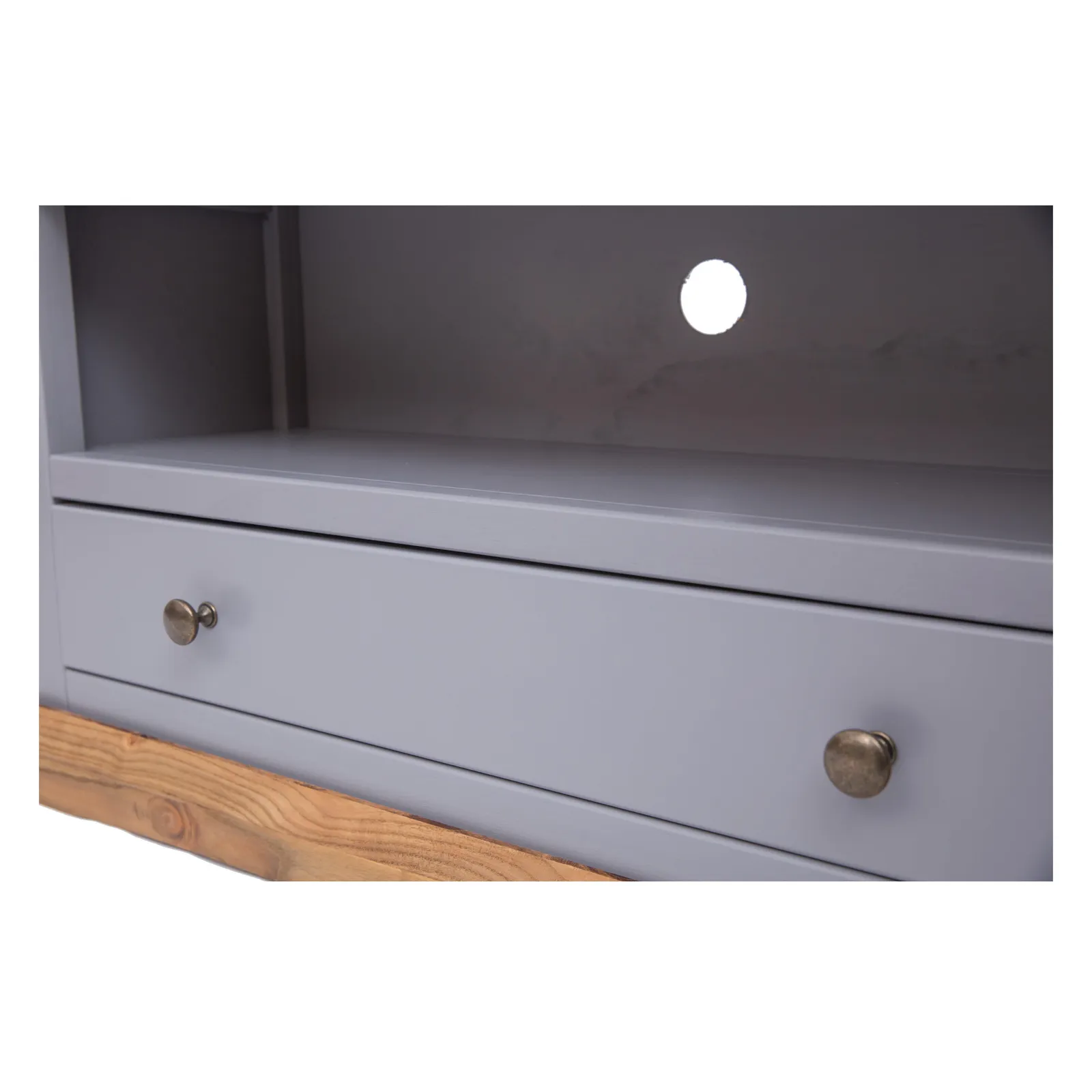 Cabinet Bits Biccari Grey 1 Drawer TV Cabinet Brass Knob 5