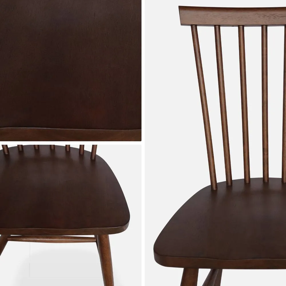 sweeek Pair Of Wooden Dining Chairs in Dark Brown 4