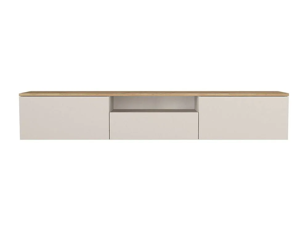 Vente-unique Floating TV Unit With 3 Doors & 1 Niche - Beige & Natural - LOTULA 4