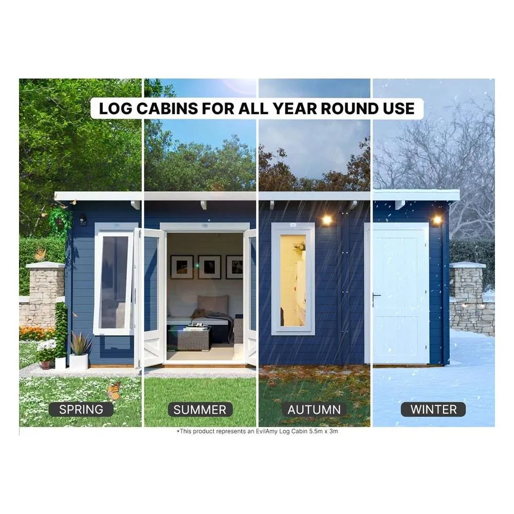 Dunster House L-Shaped Log Cabin W9m x D5m / 29' x 16'6" Pent, 24mm, DG - HellWolf in Brown 5
