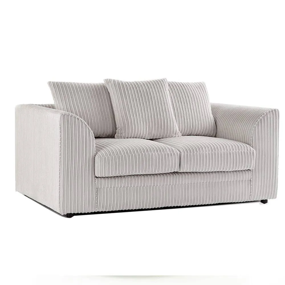 Bliss Furniture Jumbo Cord Scatter Back 2-Seater Sofa in Cream, Cozy Everyday Comfort in Cream