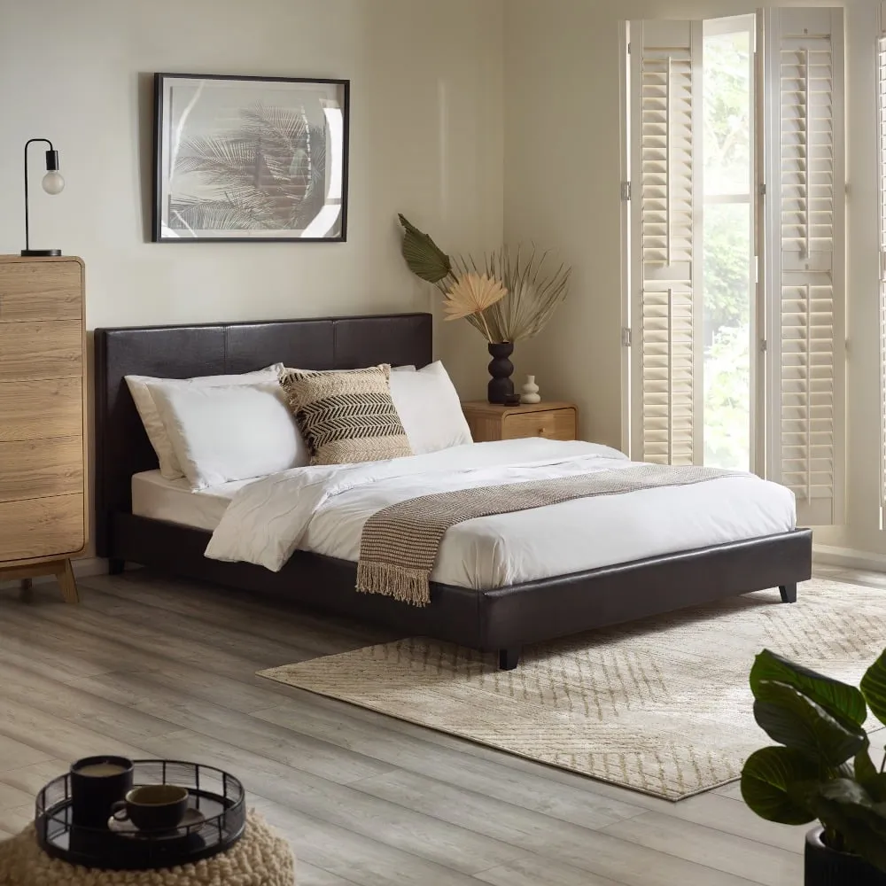 Rialto - Small Double - Low Foot-End Bed - Brown - Faux Leather - 4ft