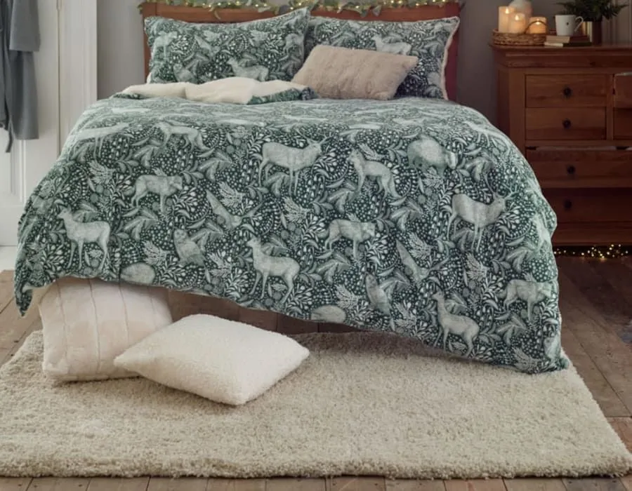 Deyongs Woodland Folk Printed Soft & Breathable Cotton Rich Duvet Cover Set in Dark Green 1