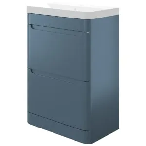 Wickes Malmo Misty Blue Freestanding J Pull Compact Vanity Unit & Basin - 600 x 350mm