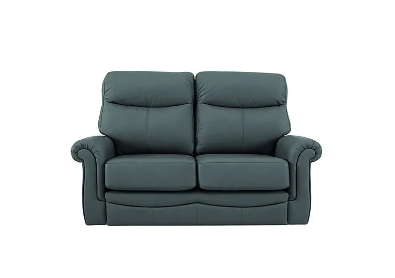 Avon 2 Seater Leather Sofa - No Recliner - Cambridge Petrol Blue