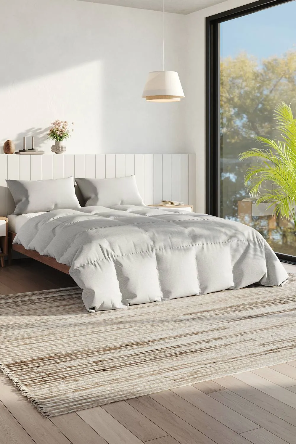 Living and Home 230cm L x 200cm W Spring and Autumn Down Alternative Duvet Coverless Microfibre Quilted Single Duvet, Grey