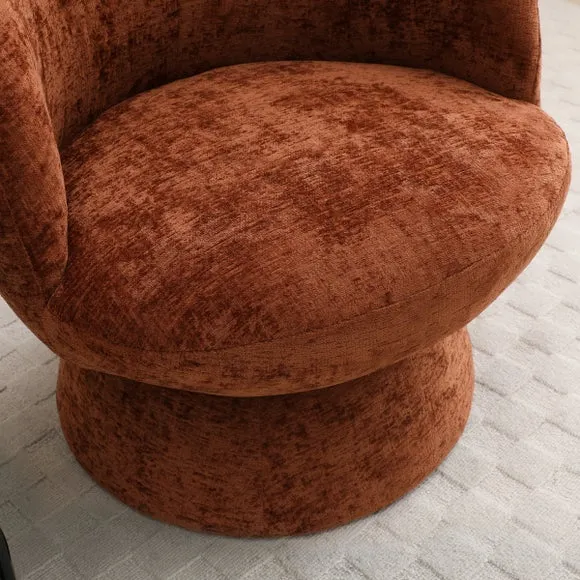 Tulip Chenille Curved Swivel Accent Chair 2