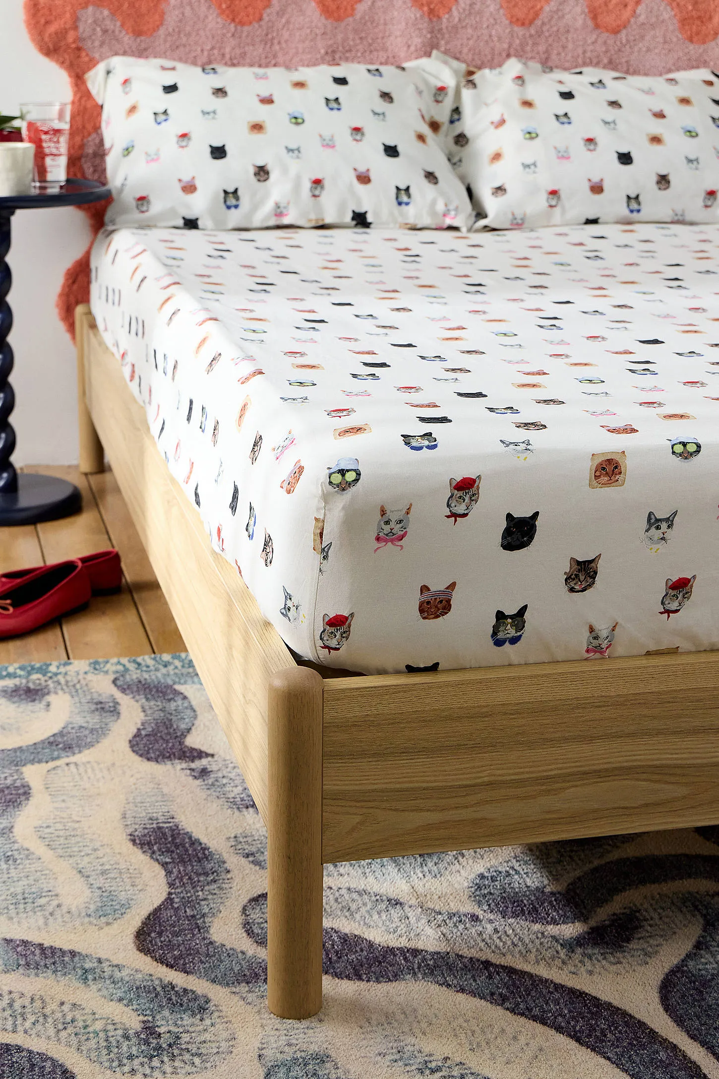 Cat Collage Fitted Sheet & Pillowcase Set 4