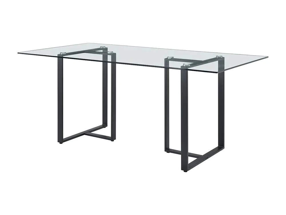 Vente-unique 6-Seat Dining Table - Tempered Glass & Metal - Transparent & Black in Clear 5