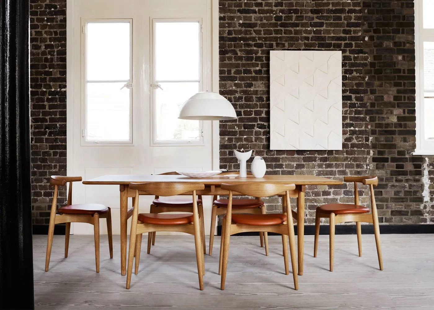 Carl Hansen & Son CH20 Dining Chair Black Painted Oak Thor Leather 301 Seat 3
