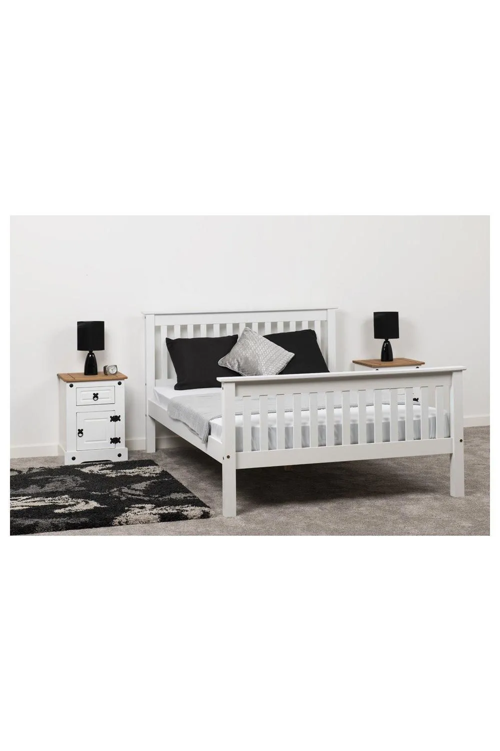 Seconique Monaco 4' Small Double Bed High Foot End in White