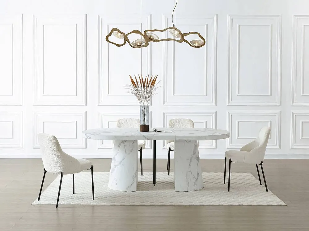 Vente-unique 6 +12 Seater Extendable Dining Table In MDF - White Marble Effect 4