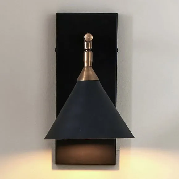 Zeta Matt Black and Antique Brass Wall Light