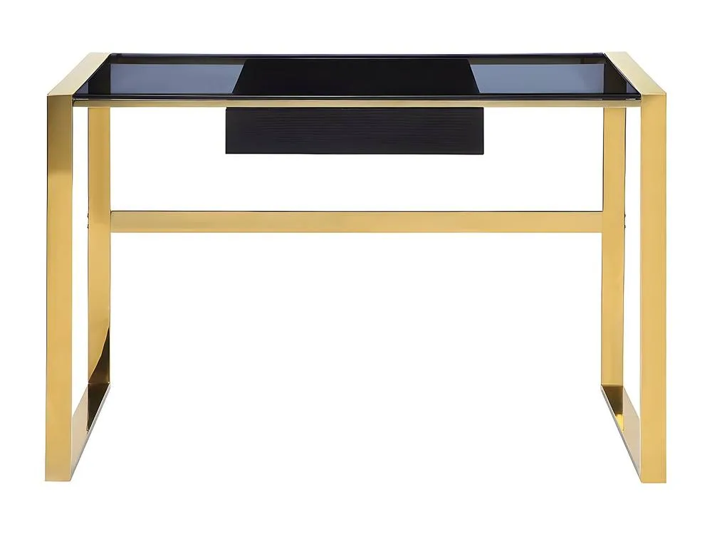Vente-unique Desk With 1 Drawer - Toughened Glass & Steel - Black & Gold - SALI 2