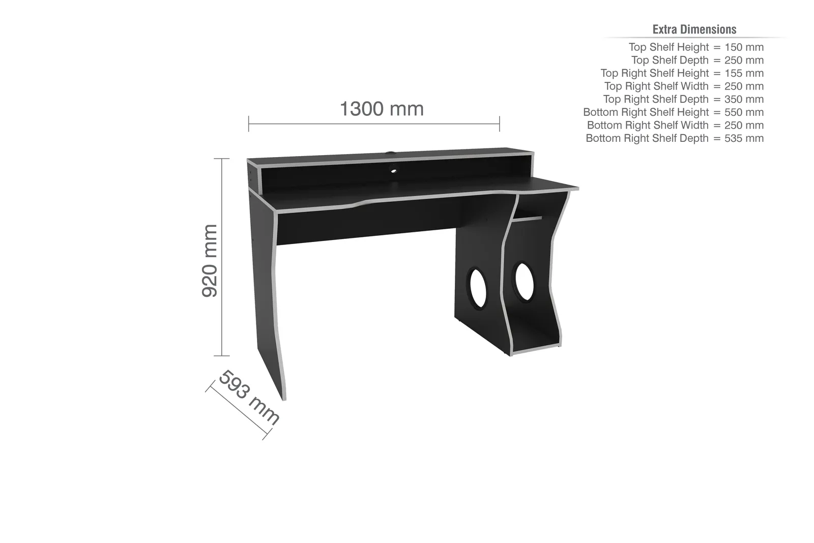 Birlea Enzo Gaming Computer Desk in Silver 6