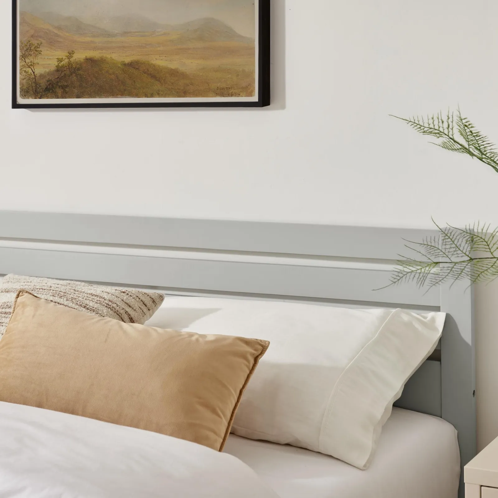 FurnitureboxUK Declan Solid Pine King Size Bed Frame in Light Grey 3