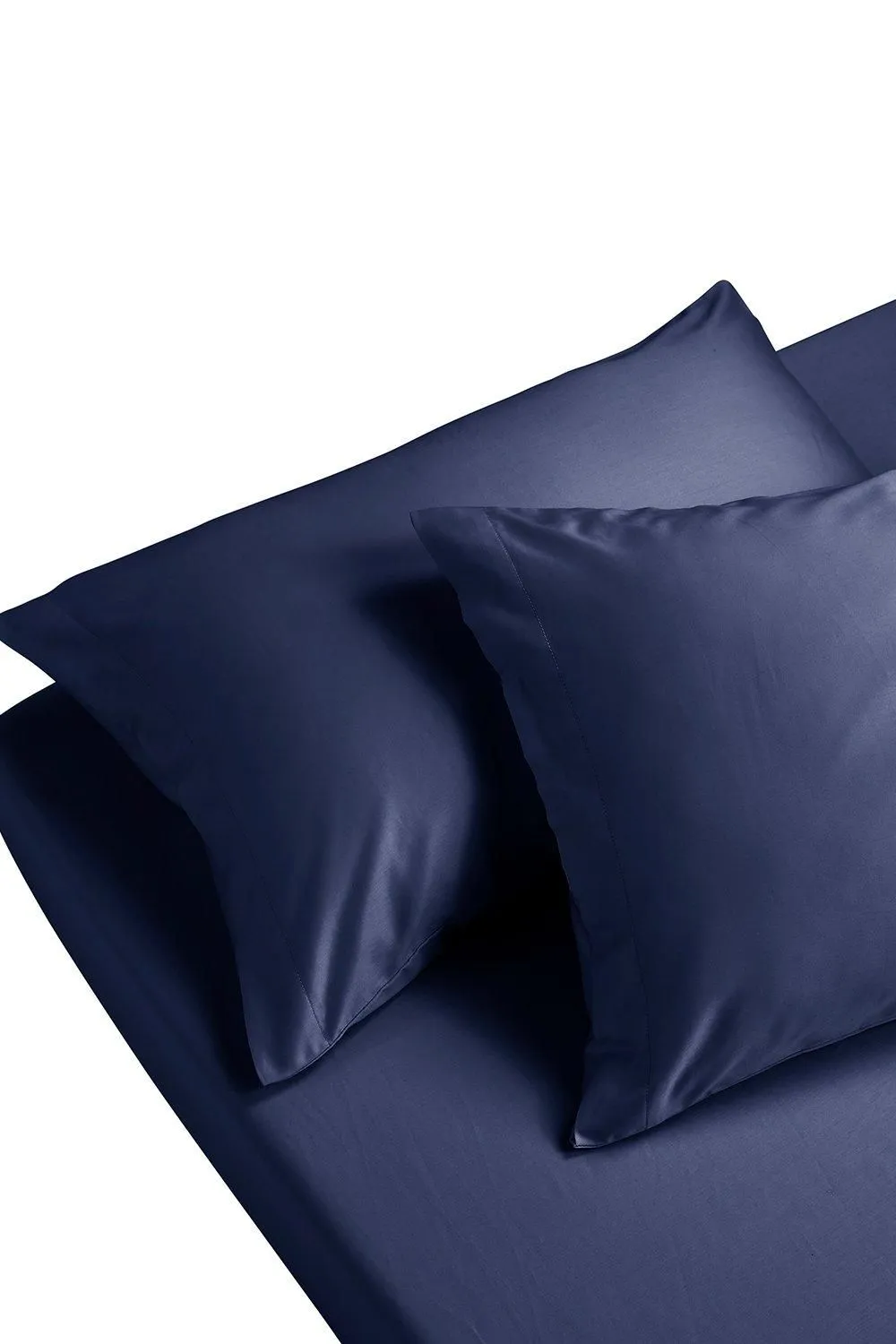 CHRISTY 400TC Luxury Cotton Sateen Plain Dye Bedding Fitted Sheets in Navy 3