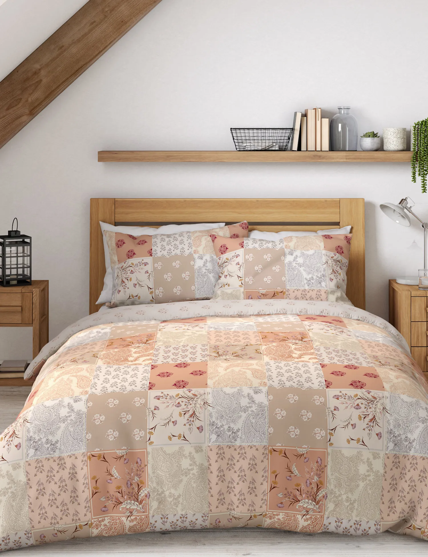 M&S Cotton Mix Patchwork Print Bedding Set