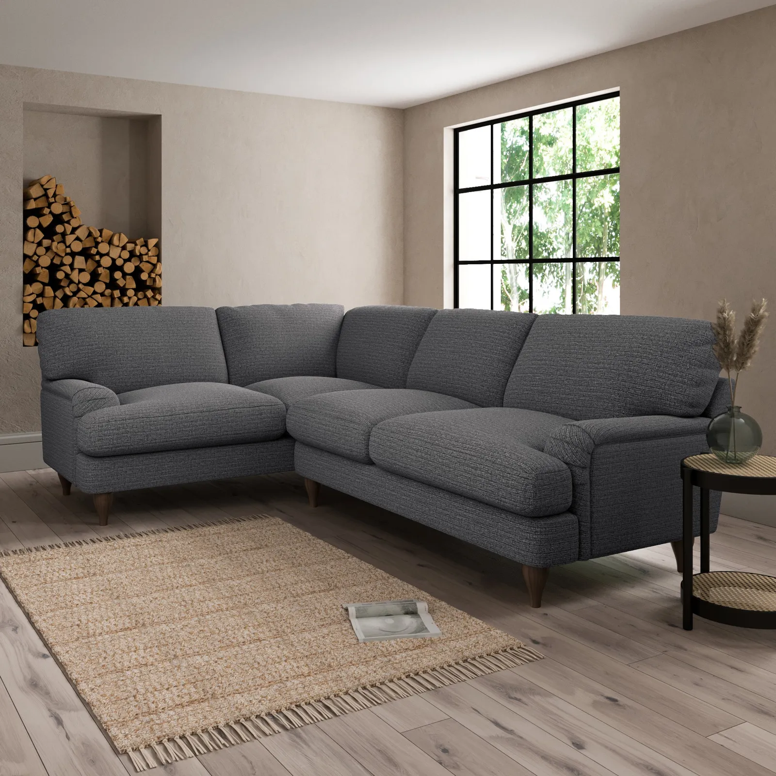 Darwin Textured Weave Left Hand Corner Sofa Textured Weave Graphite