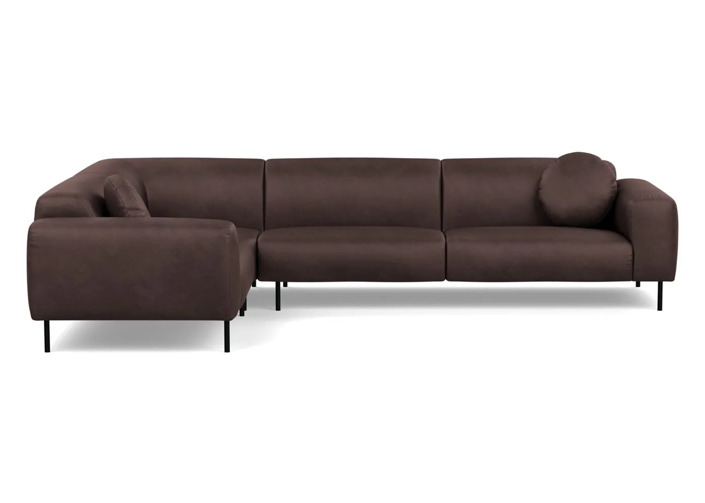 Heal's Luna Medium Left Hand Facing Corner Sofa Luxury Leather Coco Black