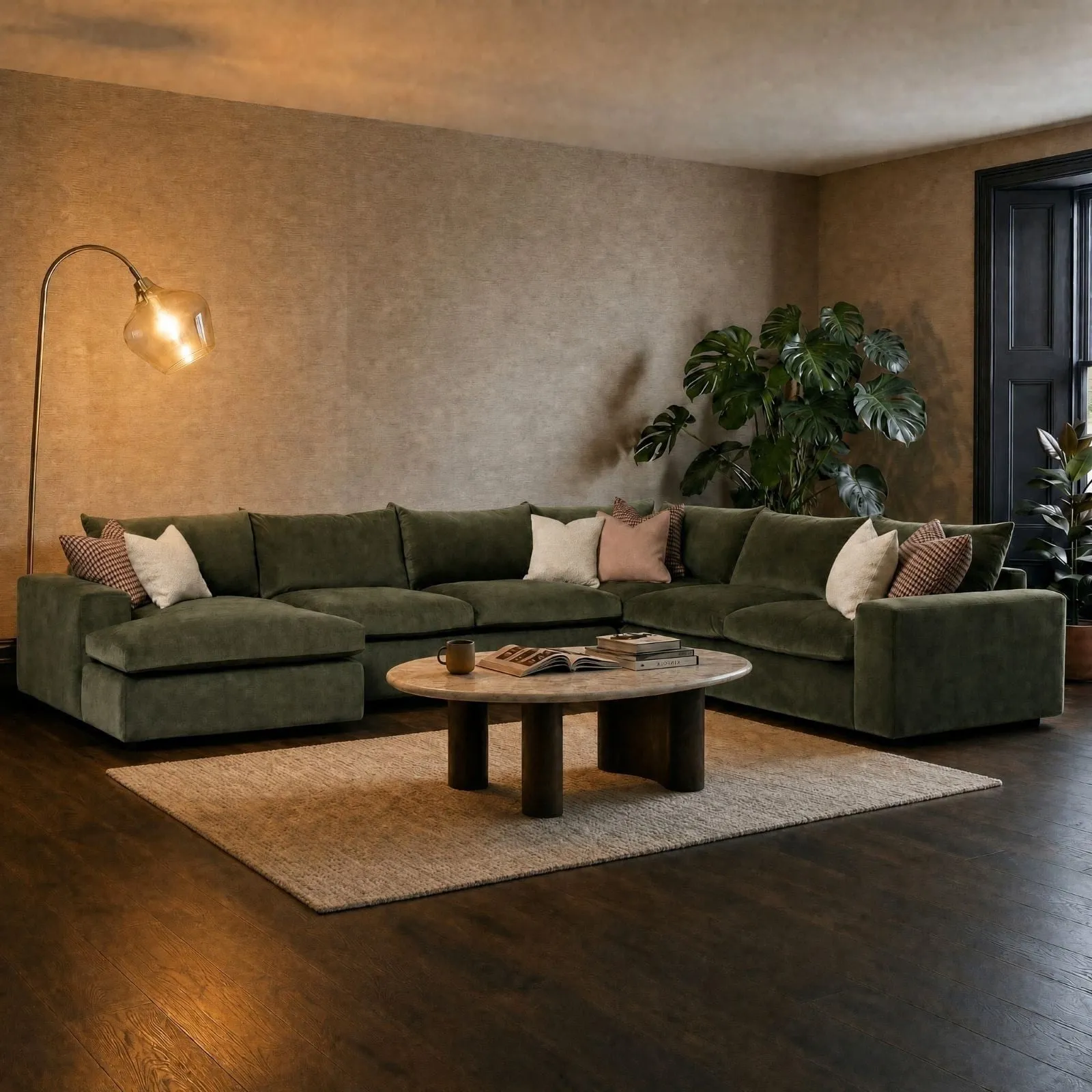 Providence Lhf Modular Corner Modular Sofa, Green Fabric | Barker & Stonehouse 2