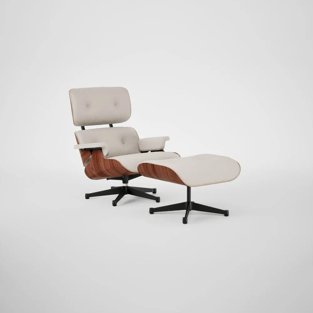 Vitra Eames Lounge Chair & Ottoman Santos Palisander Contemporary L50 72 Snow Polished Black Base 04 1