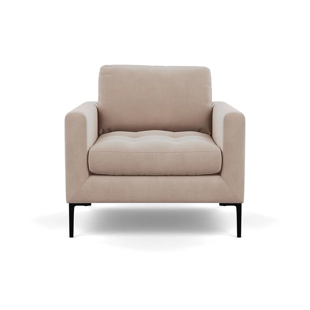 Heal's Eton Armchair Smart Velvet Pebble Black Feet