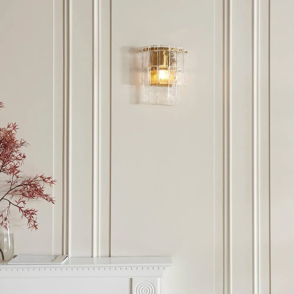 Netlighting Karine Wall Lamp & Handmade Glass E14 in Gold 2