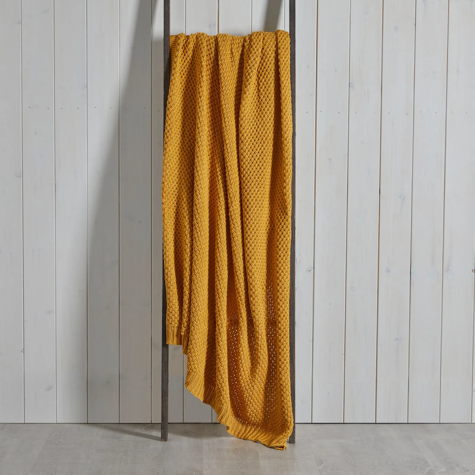 Cotton Moss Knit 130cm x 180cm Throw Yellow