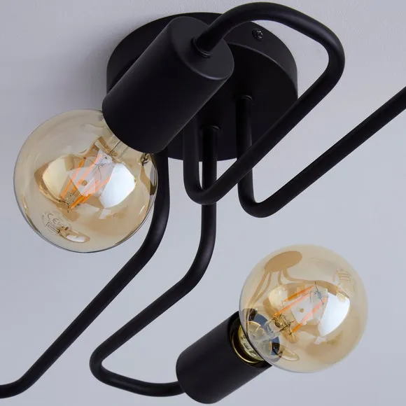 Kacy Black 4 Light Semi Flush Ceiling Light 4