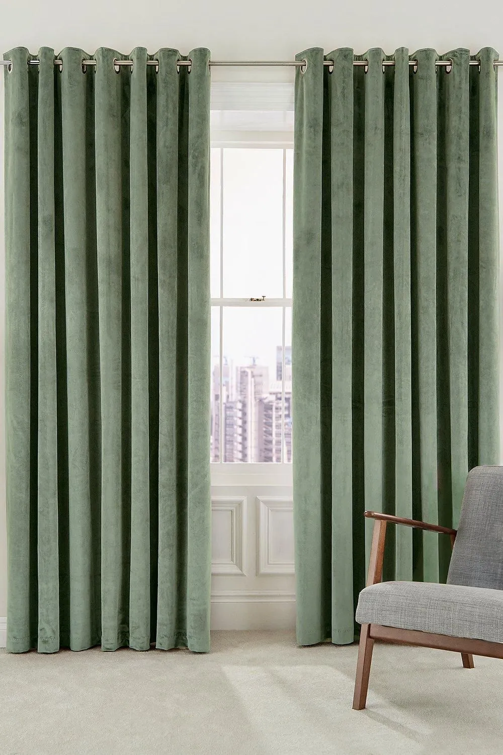 Helena Springfield 'Escala' Woven Lined Curtains in Light Green