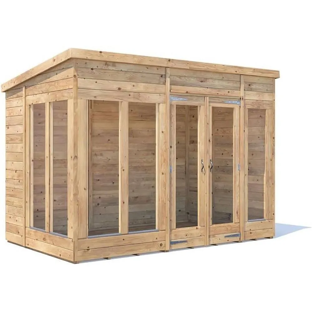Dunster House Summerhouse 3m x 1.8m (10' x 6') Pent Roof, RagePanda Modular in Brown