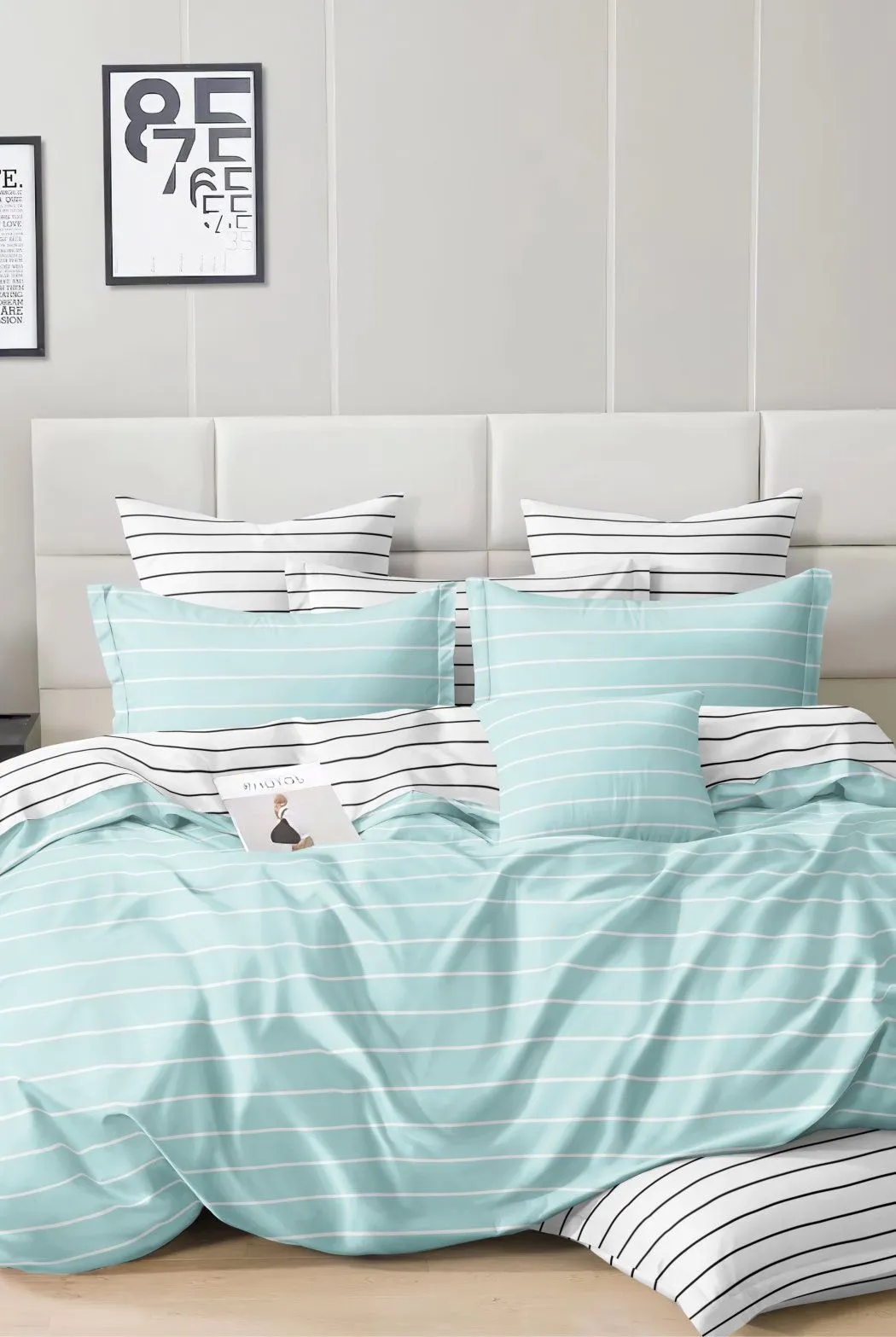 Ezysleep Aqua Stripe Printed Duvet Set