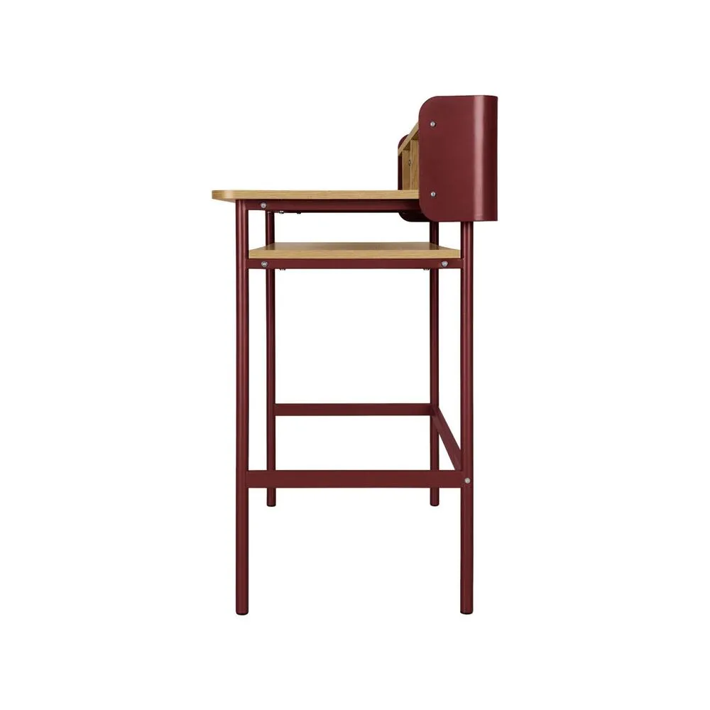 sweeek Metal desk with wood decor 3 niches in Red 4