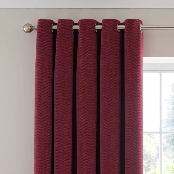 Soft Chenille Herringbone Eyelet Curtains