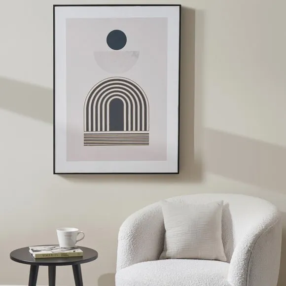 Art Deco Linear Gold Detail Black Framed Print