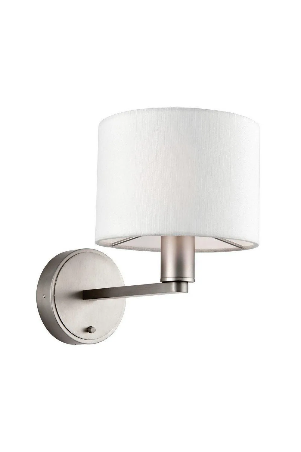 Netlighting Daley 1 Light Indoor Wall Light Matt Nickel Plate Vintage White Faux Silk E14 in Grey