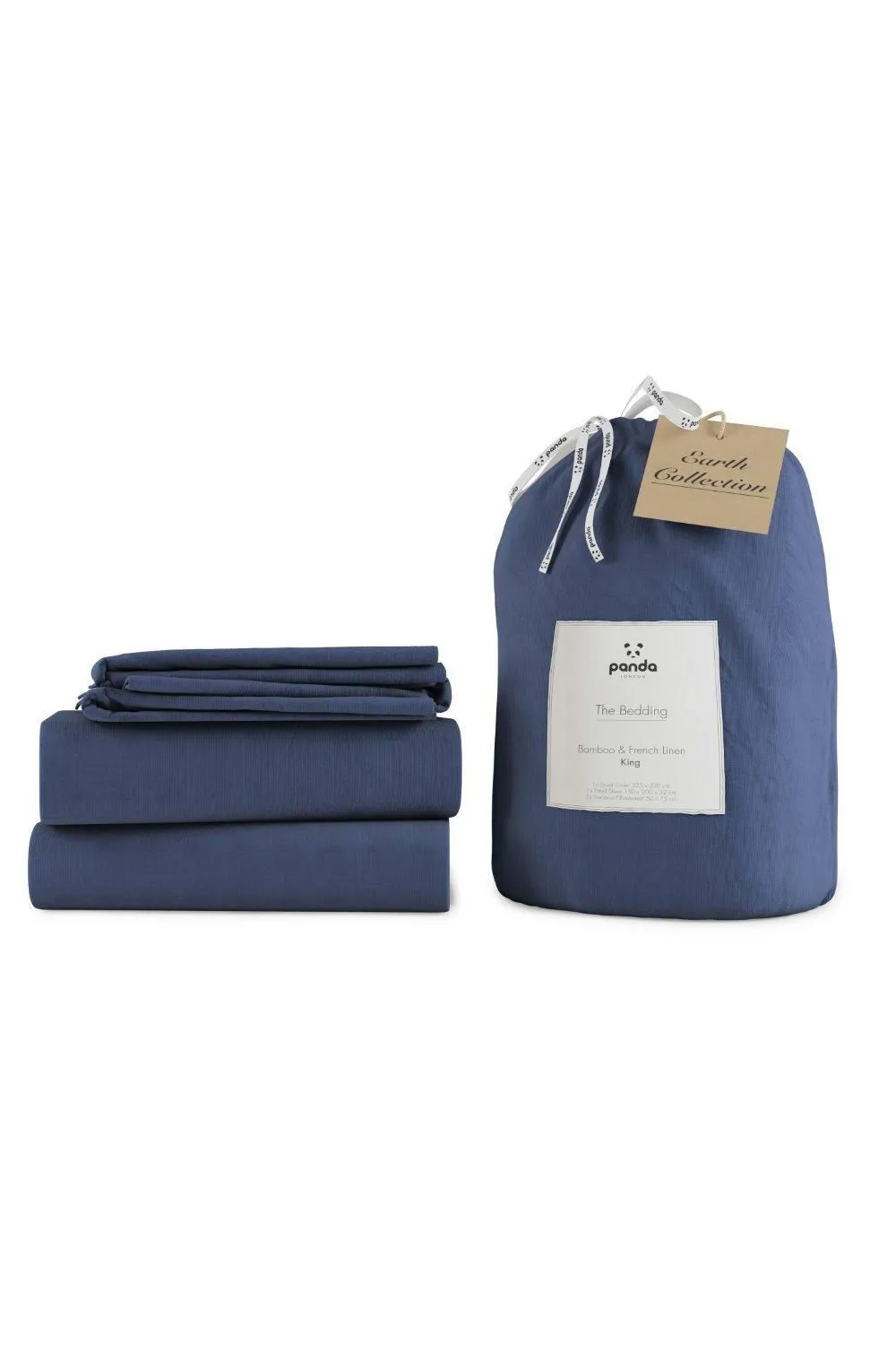 Panda London Bamboo & French Linen Complete Bedding Set in Navy 2