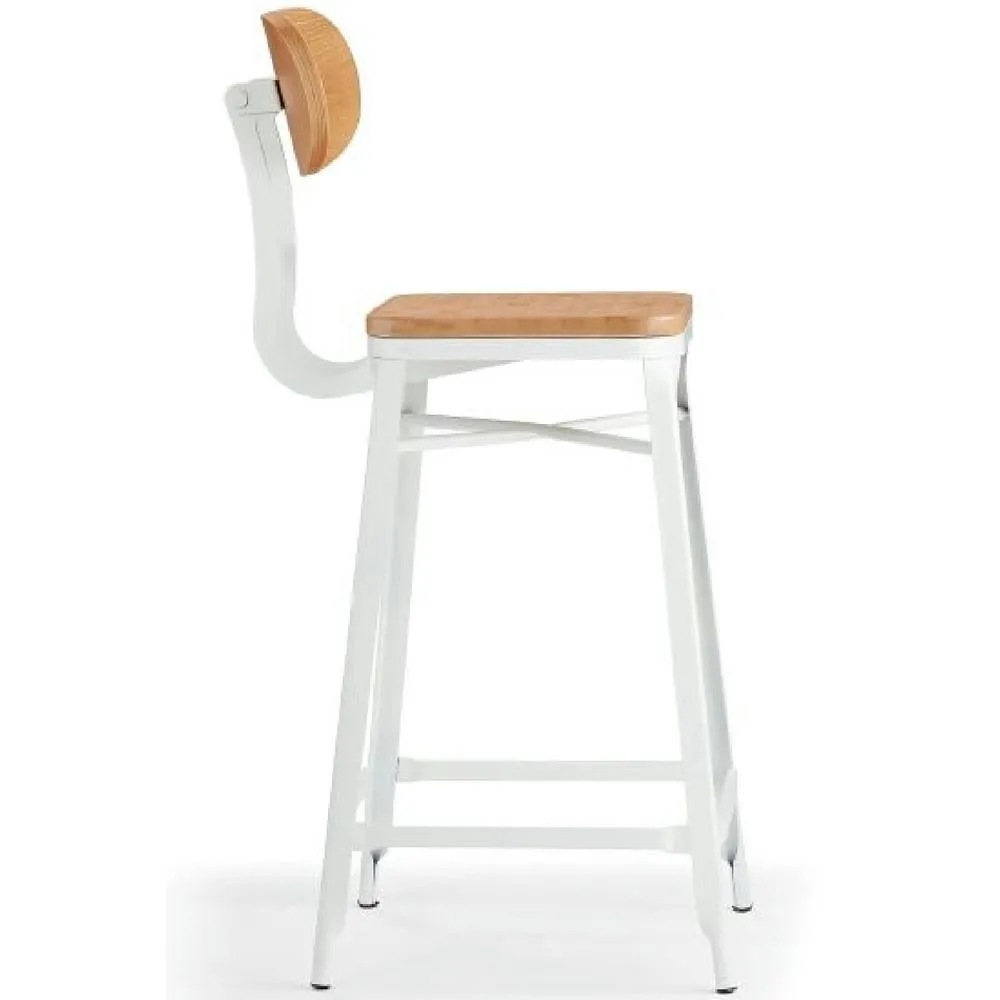netfurniture Fapone Farm House Style Kitchen Breakfast Bar Stool White & Oak 4