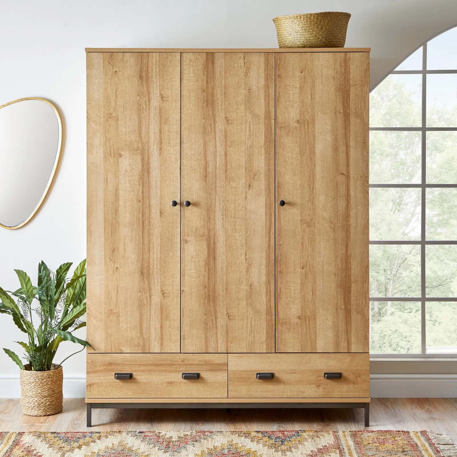 Fulton Oak Effect Triple Wardrobe Brown