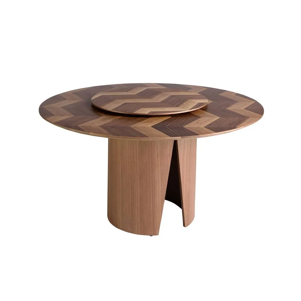 Angel Cerda Round Walnut Dining Table 150 cm Dia x 76 cm, Seats 6 in Brown
