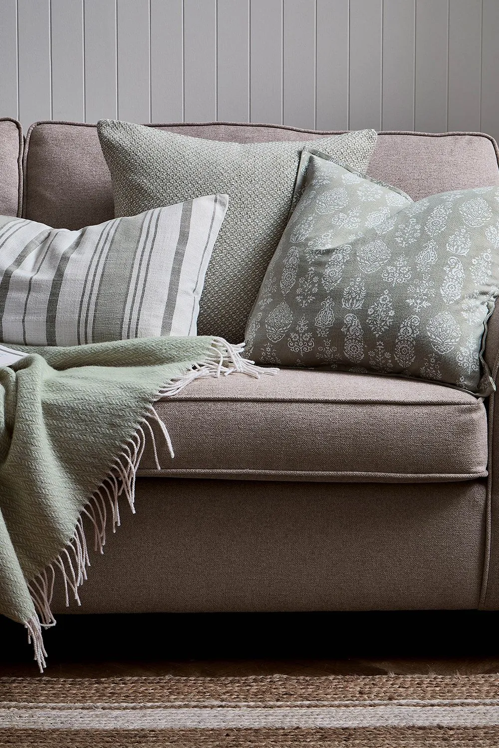 Murmur 'Nell' Cotton Cushion in Light Green 3